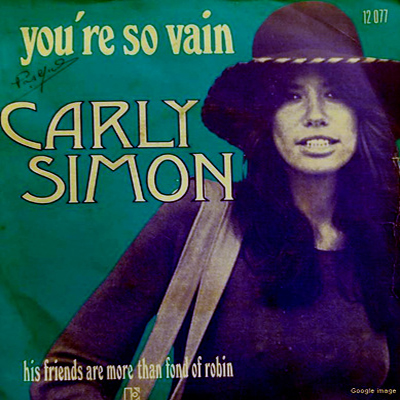 ‘You’re So Vain’에서 도대체 You는 누구인가? 이것이 궁금한 사람들이 많다고 합니다. 1972년에 발표된 You're so vain 은 칼리 사이몬(Carly Simon)이 작사와 작곡을 하고 부른 노래입니다. 이 노래는 자기만 잘난 줄 아는 어느 바람둥이에 관한 노래입니다.